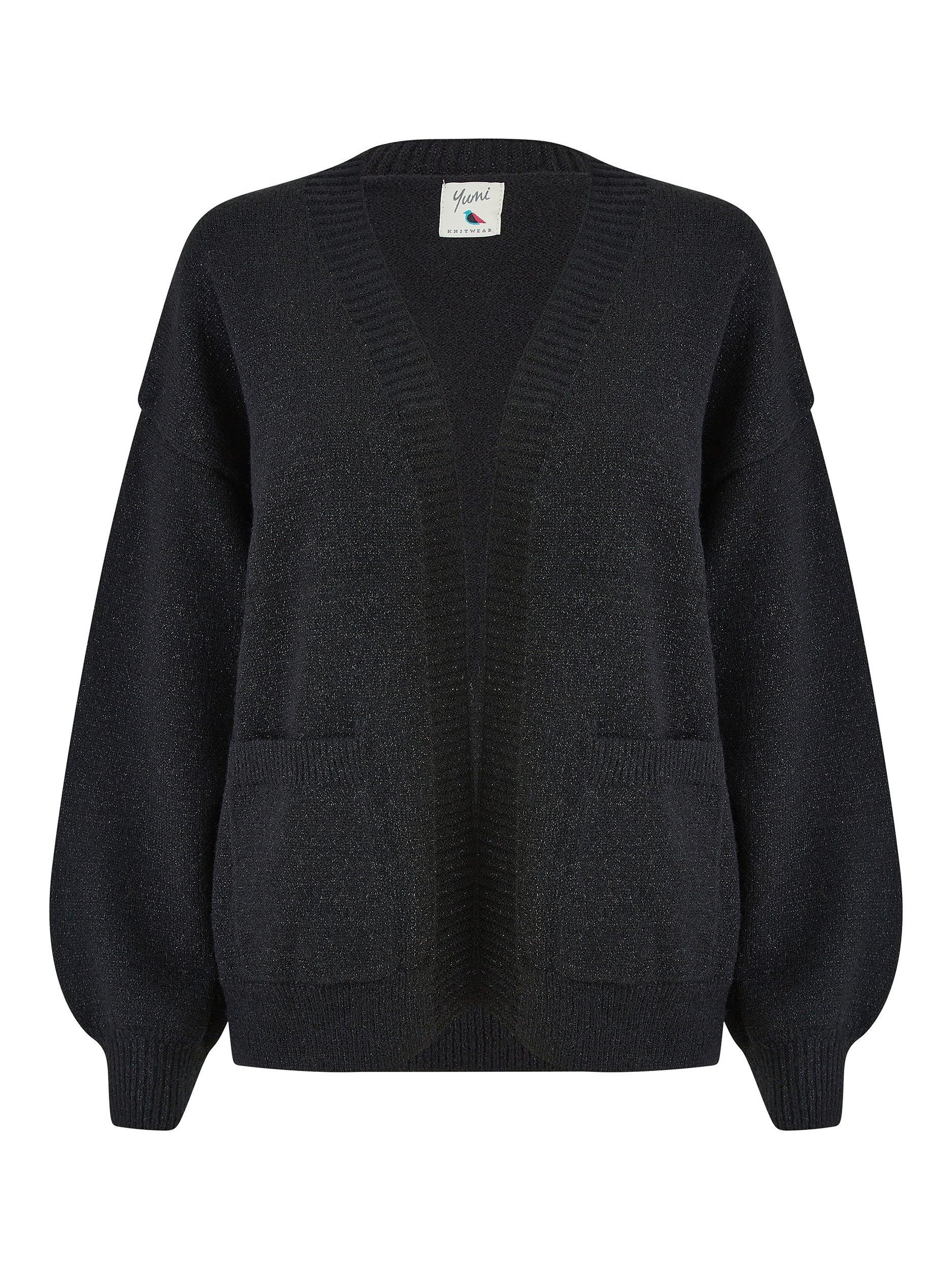 Product image 3 of 3, which shows Yumi Metallic Pocket Cardigan, Black, S-M