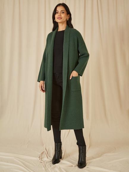 Yumi Knitted Maxi Pocket Cardigan - view 2, Green