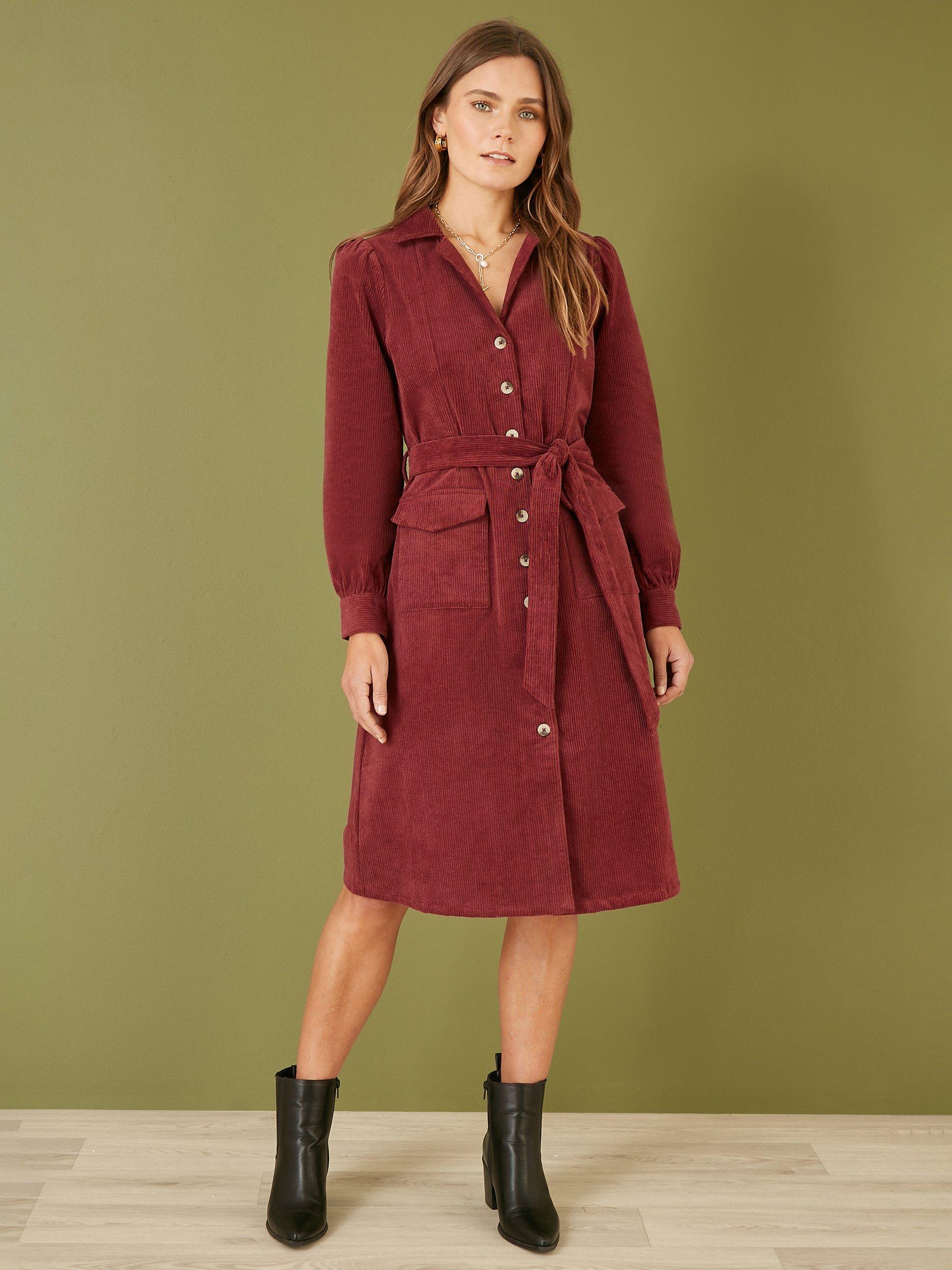 Burgundy cord dress hotsell