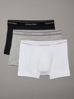 Calvin Klein Regular Cotton Stretch Trunks, Black/Grey H /White, Black/Grey H /White