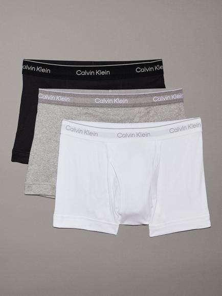 Calvin Klein Regular Cotton Stretch Trunks, Black/Grey H /White, Black/Grey H /White
