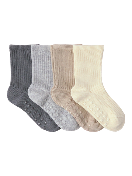 Lindex Kids' Solid Rib Socks, Neutrals, Neutrals