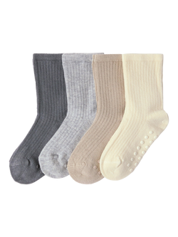 Lindex Kids' Solid Rib Socks, Neutrals - view 2, Neutrals