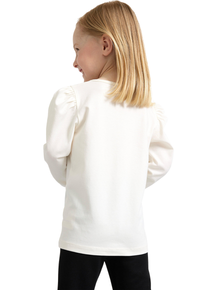 Lindex Kids' Leopard Print Heart Applique Top, Dusty White - view 2, Dusty White