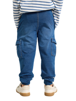 Lindex Kids' Organic Cotton Cargo Joggers, Blue - view 2, Blue