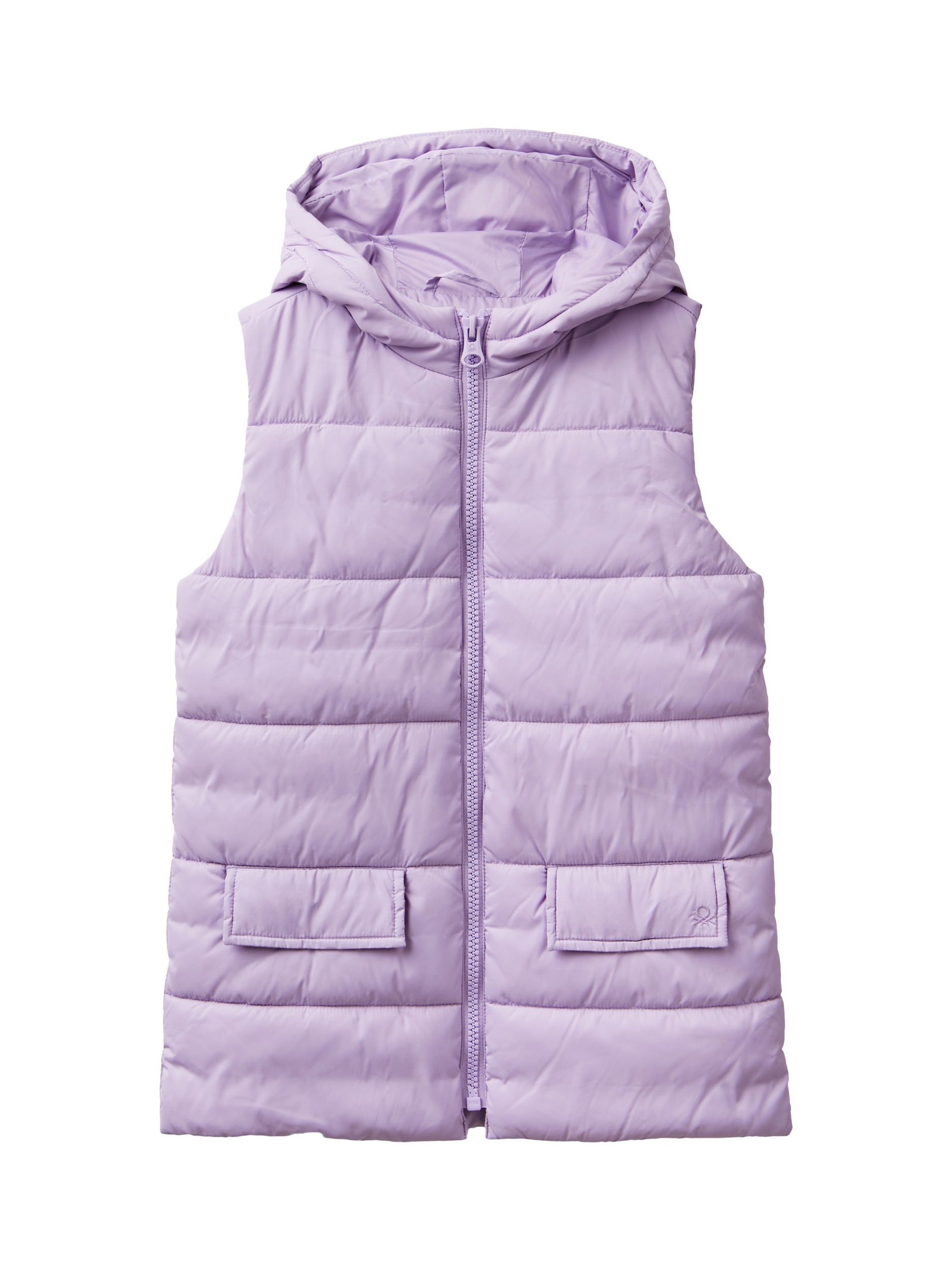 Benetton Kids' Hooded Quilted Gilet, Lilac