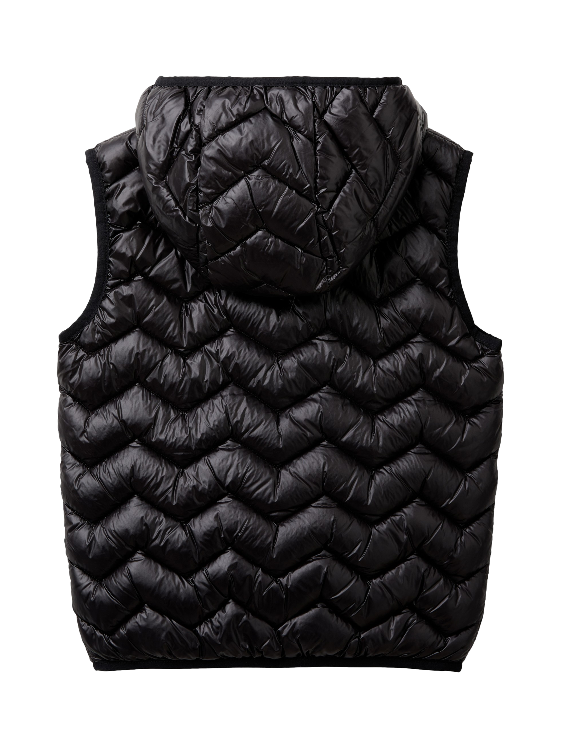 Product image 2 of 3, which shows Benetton Kids' Hooded Quilted Gilet, Black, 6-7 years