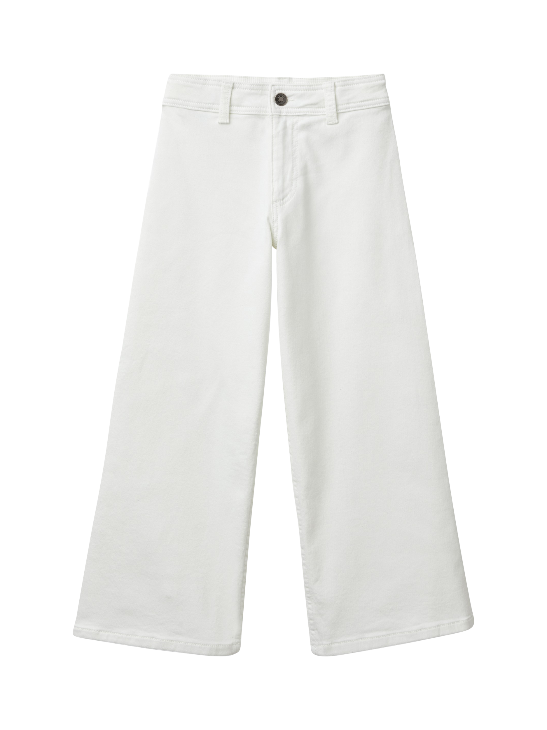 Product image 1 of 3, which shows Benetton Kids' Wide Leg Trousers, Off White, 10-11 years