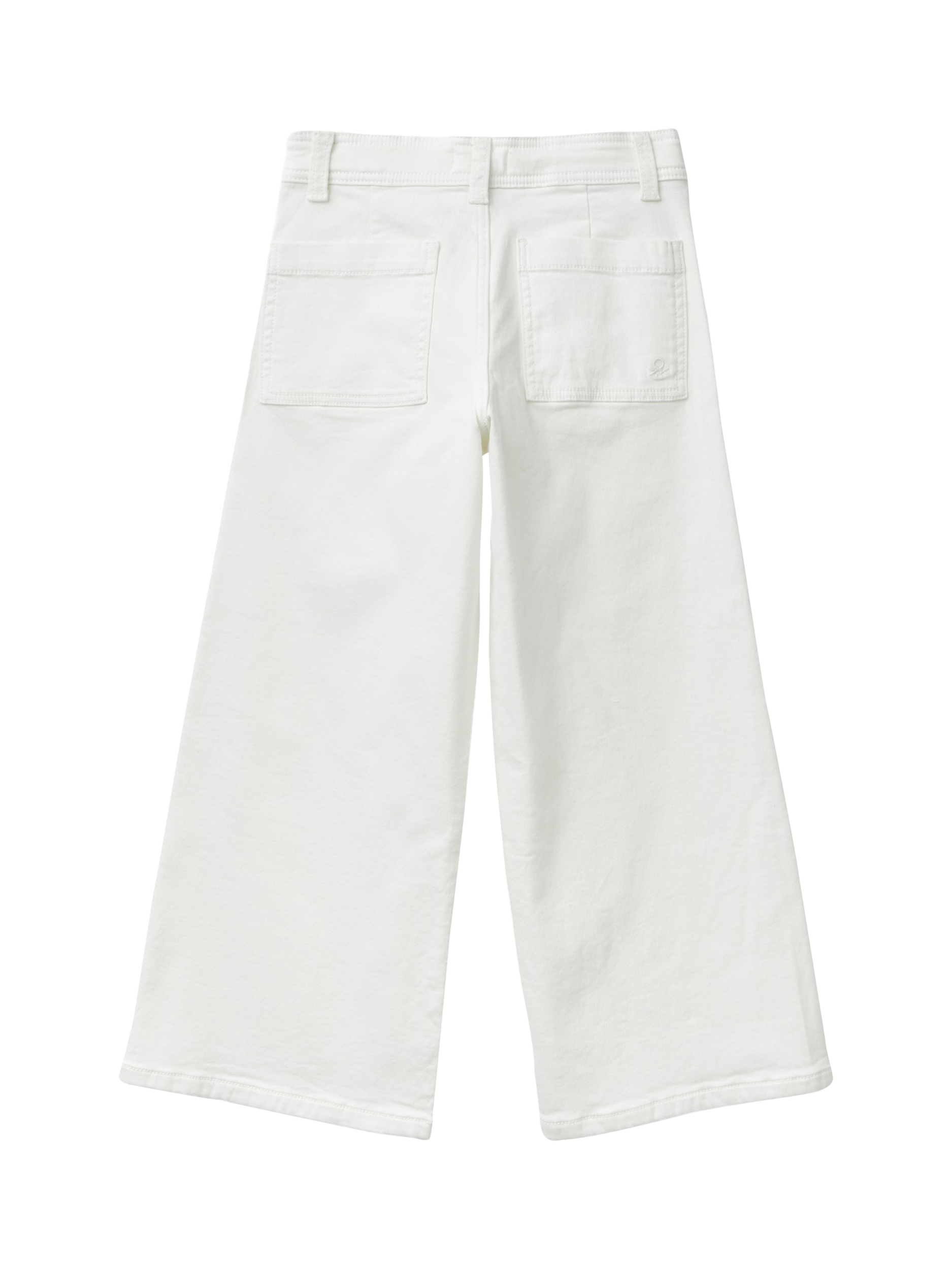 Product image 2 of 3, which shows Benetton Kids' Wide Leg Trousers, Off White, 10-11 years