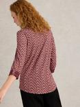 White Stuff Annie Geometric Jersey Shirt, Claret