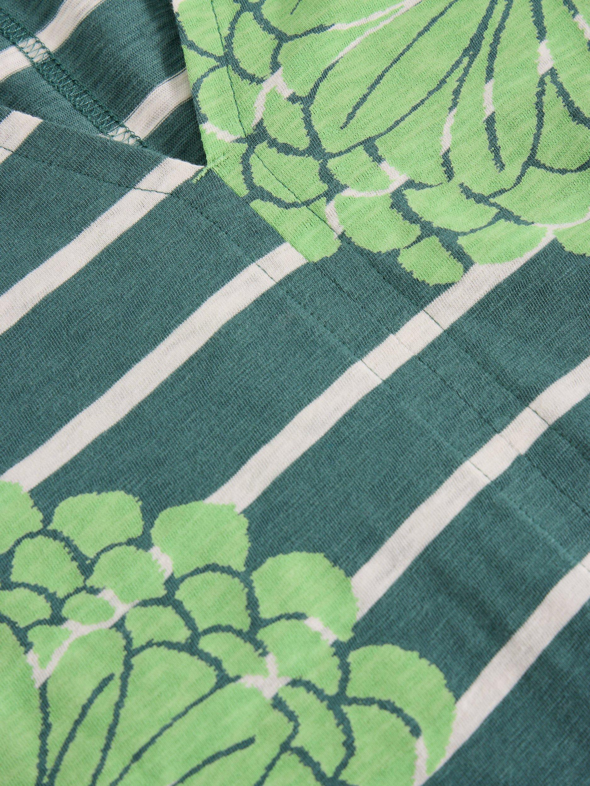 Product image 6 of 6, which shows White Stuff Nelly Stripe Floral Organic Cotton Blend Top, Green/Multi, 6