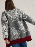 White Stuff Fiona Floral Wool Rich Cardigan, Grey/Multi