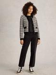 White Stuff Kelly Boucle Organic Cotton Rich Cardigan, Black/Multi