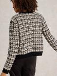 White Stuff Kelly Boucle Organic Cotton Rich Cardigan, Black/Multi