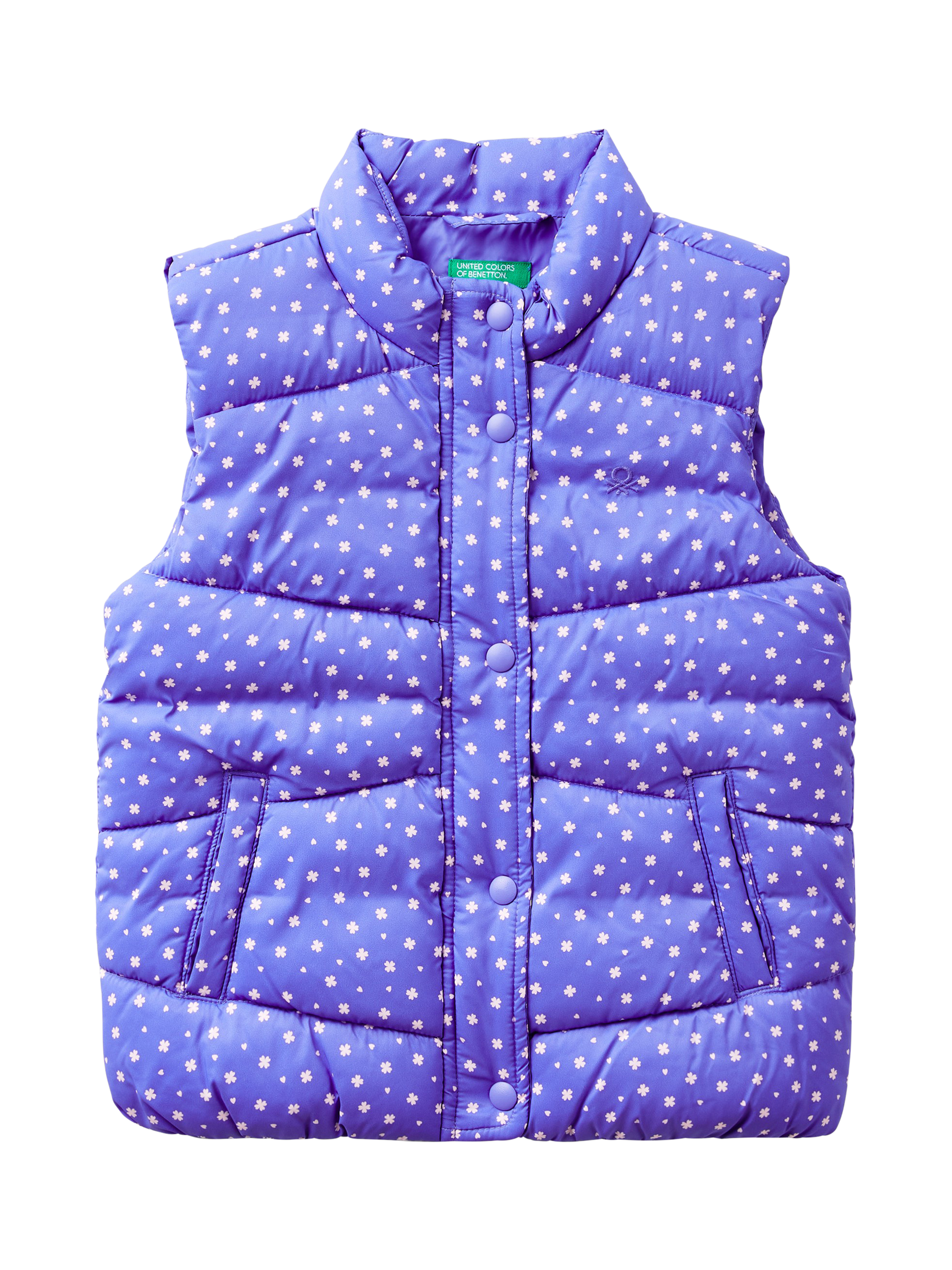 Benetton Kids' Floral Padded Gilet, Bluette