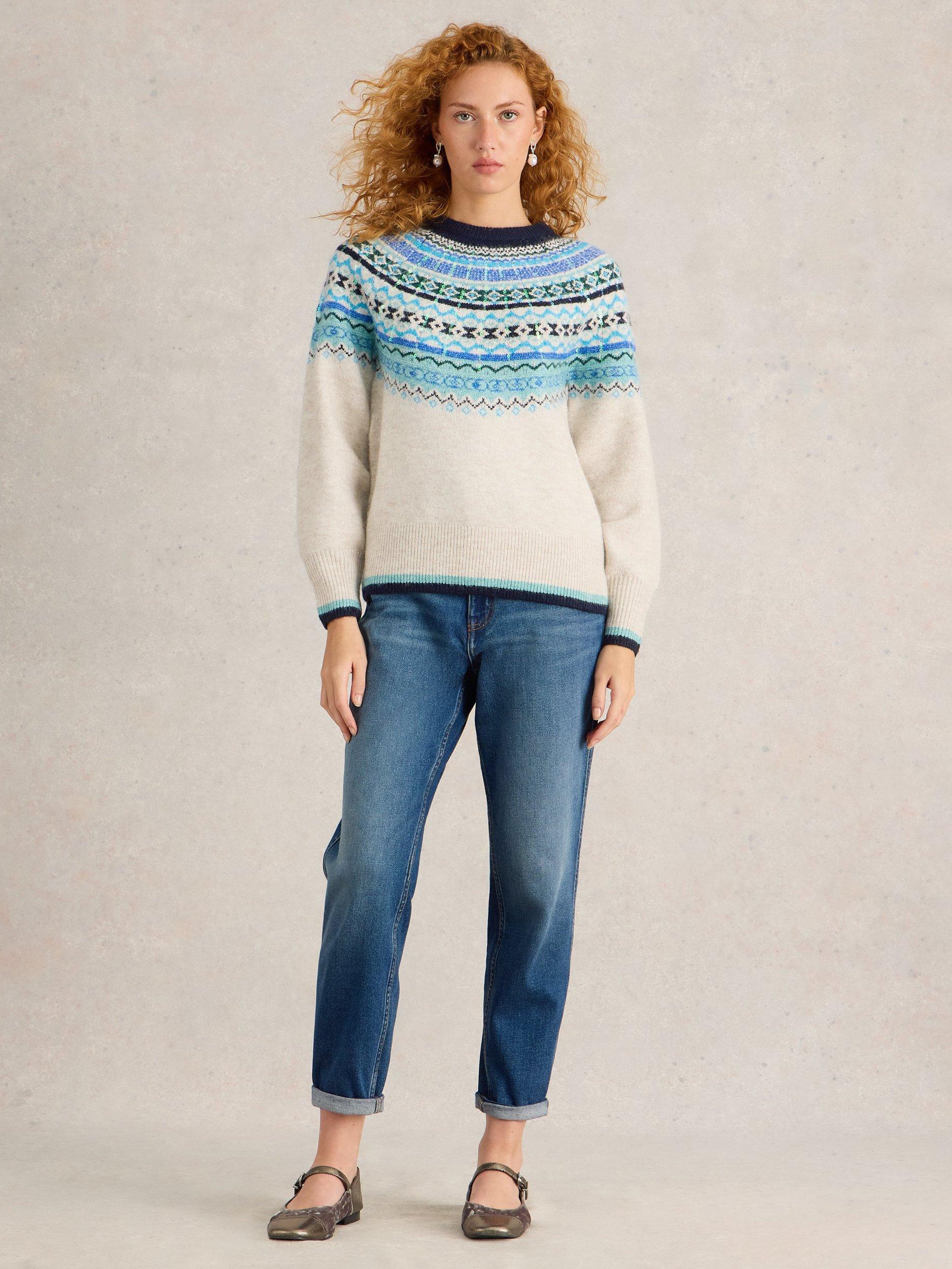 Product image 1 of 7, which shows White Stuff Frosted Fair Isle Jumper, Multi, 20