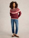 White Stuff Frosted Sequin Fair Isle Jumper, Plum/Multi