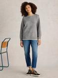 White Stuff Lucy Button Neck Jumper, Light Grey