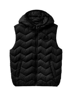 Benetton Kids' Zig Zag Padded Gilet, Black, Black