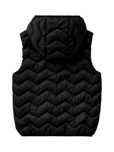 Benetton Kids' Zig Zag Padded Gilet, Black - view 2, Black