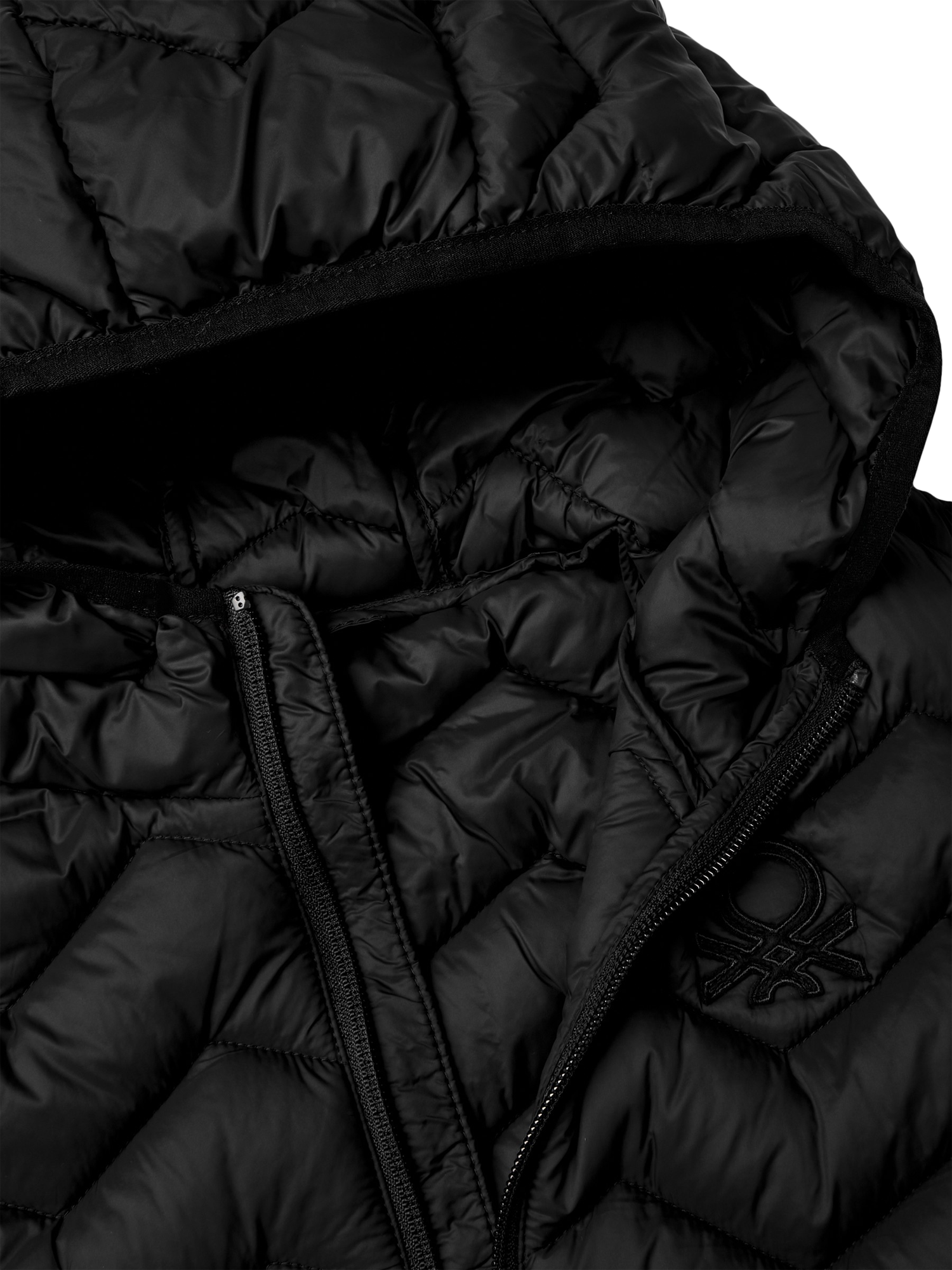 Product image 3 of 3, which shows Benetton Kids' Zig Zag Padded Gilet, Black, 6-7 years