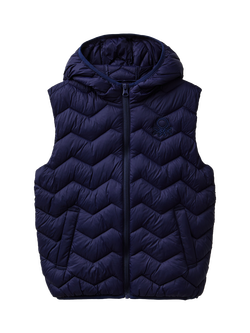 Benetton Kids' Zig Zag Padded Gilet, Night Blue