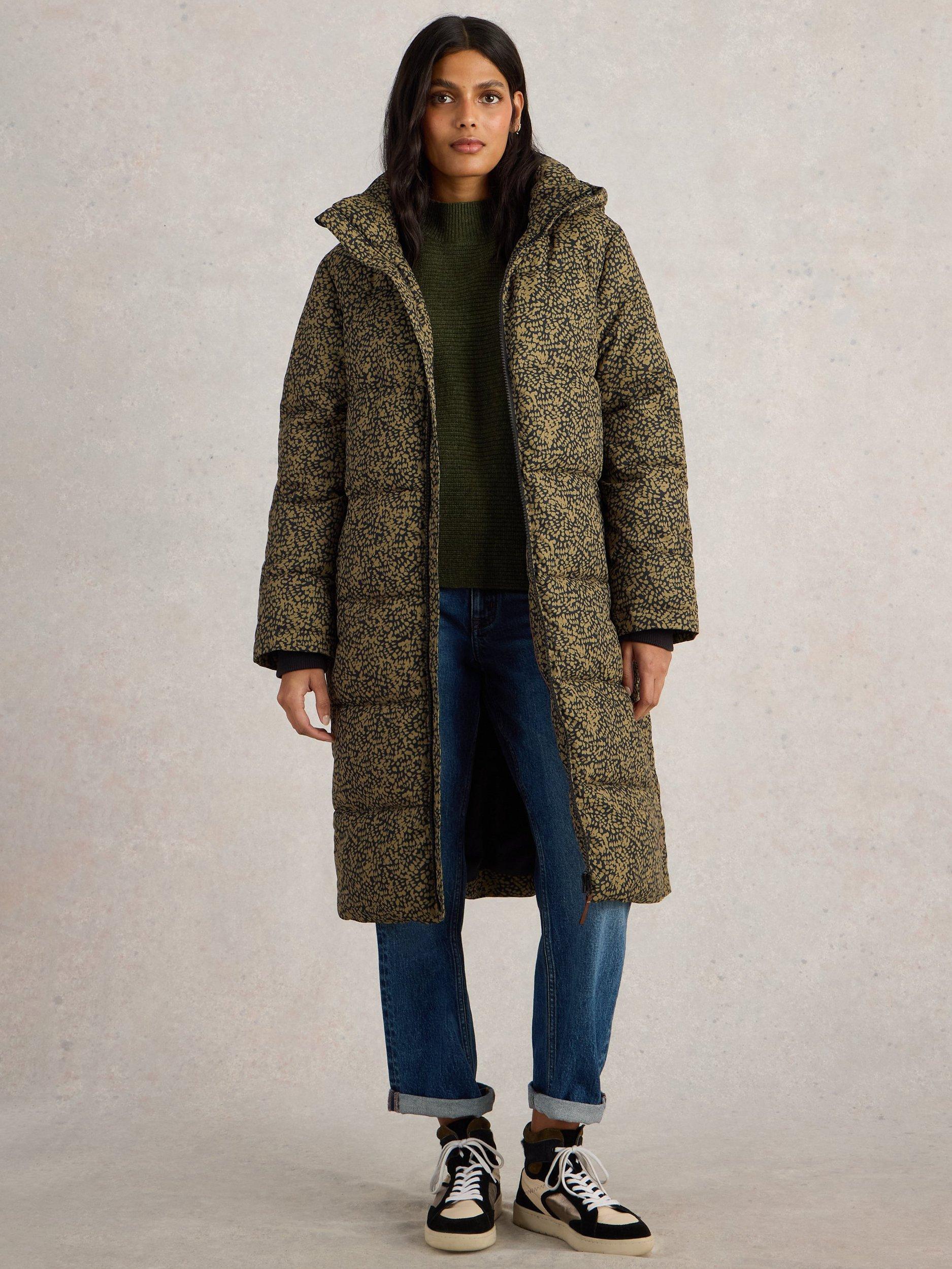 Product image 1 of 6, which shows White Stuff Elyse Printed Longline Puffer Coat, Multi, 14