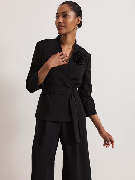 Phase Eight Sophin Corsage Jacket, Black, Black