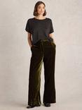 White Stuff Belle Velvet Trousers, Khaki