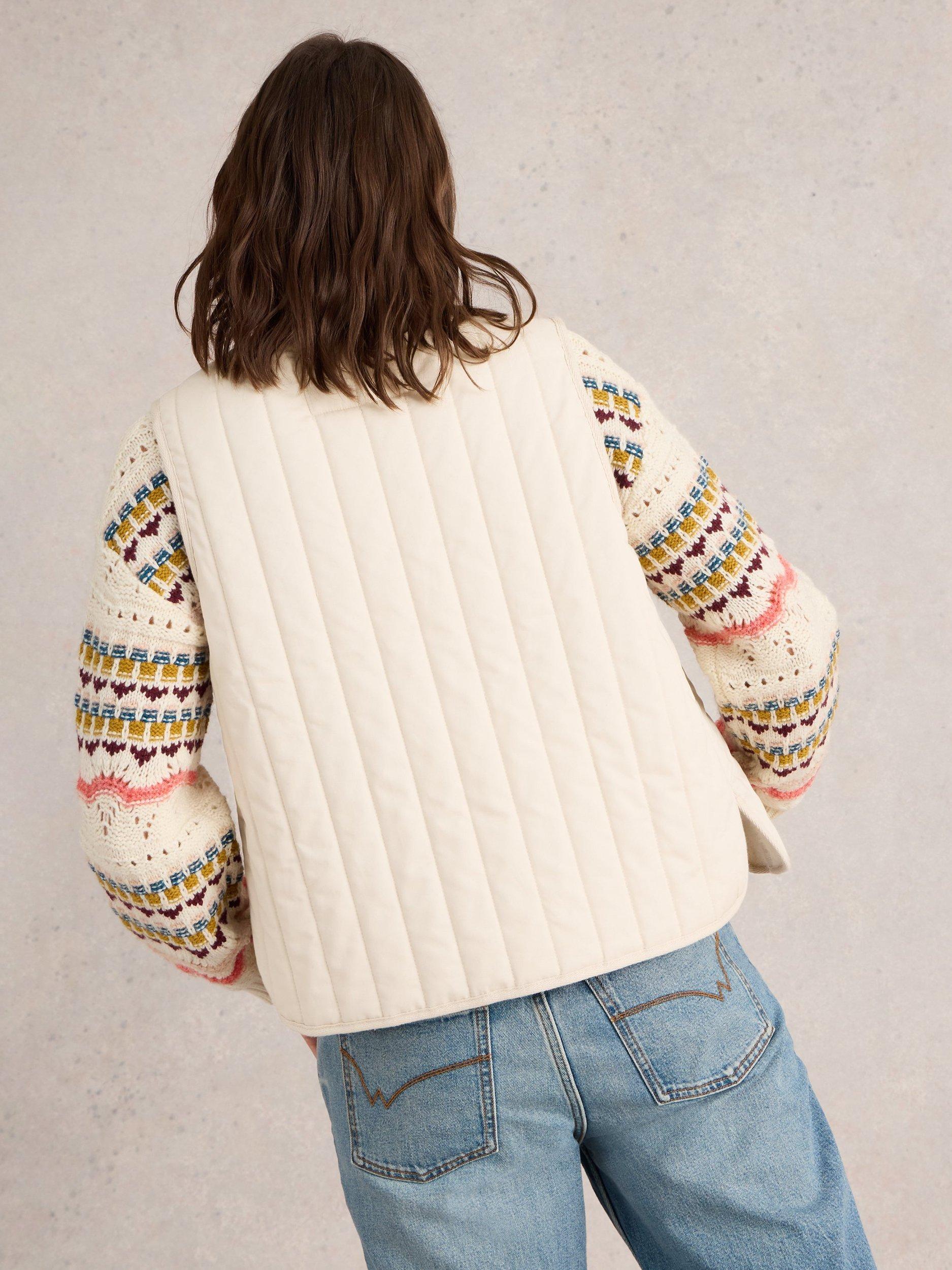 Product image 2 of 7, which shows White Stuff Emma Quilted Organic Cotton Gilet, White, 24
