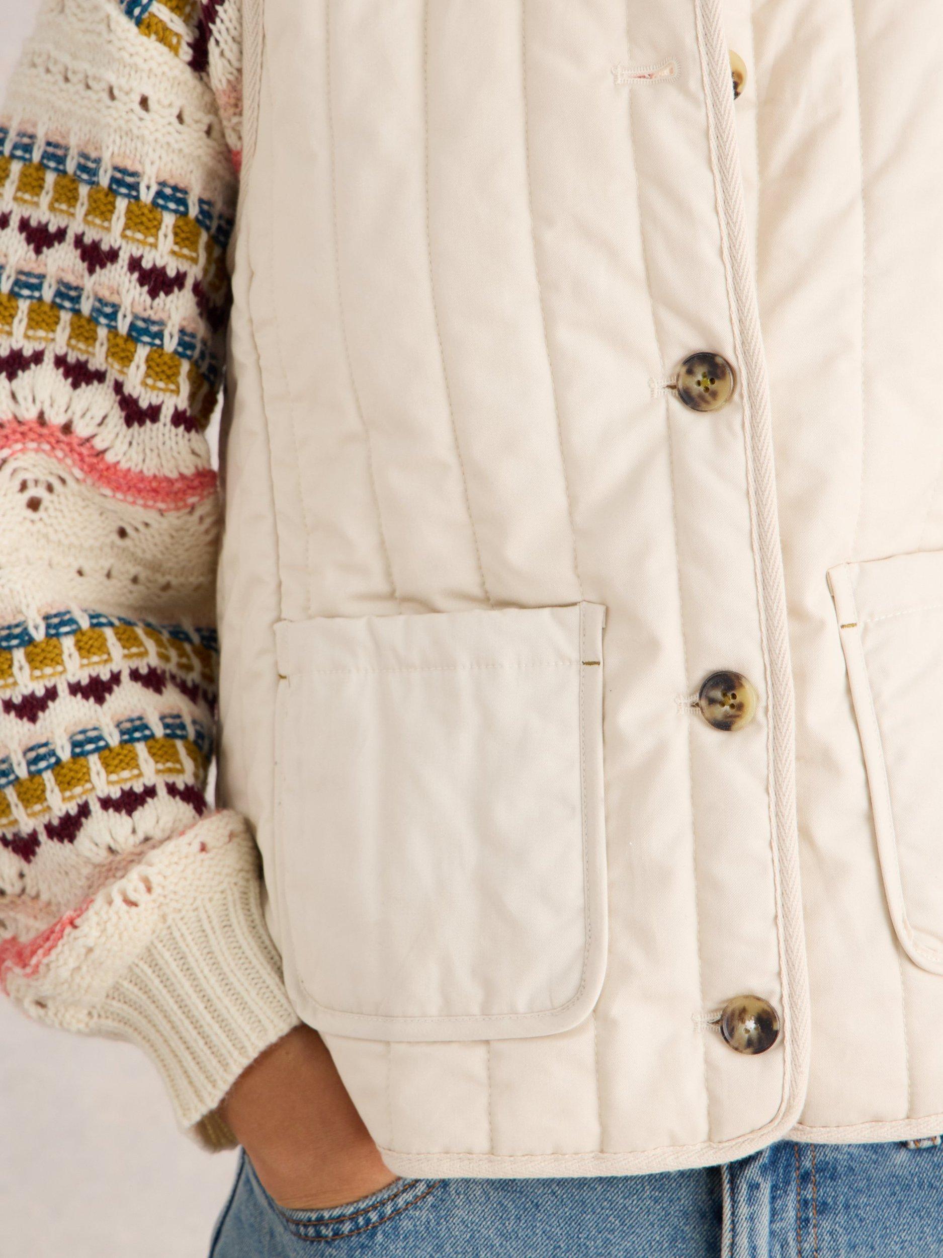 Product image 3 of 7, which shows White Stuff Emma Quilted Organic Cotton Gilet, White, 24