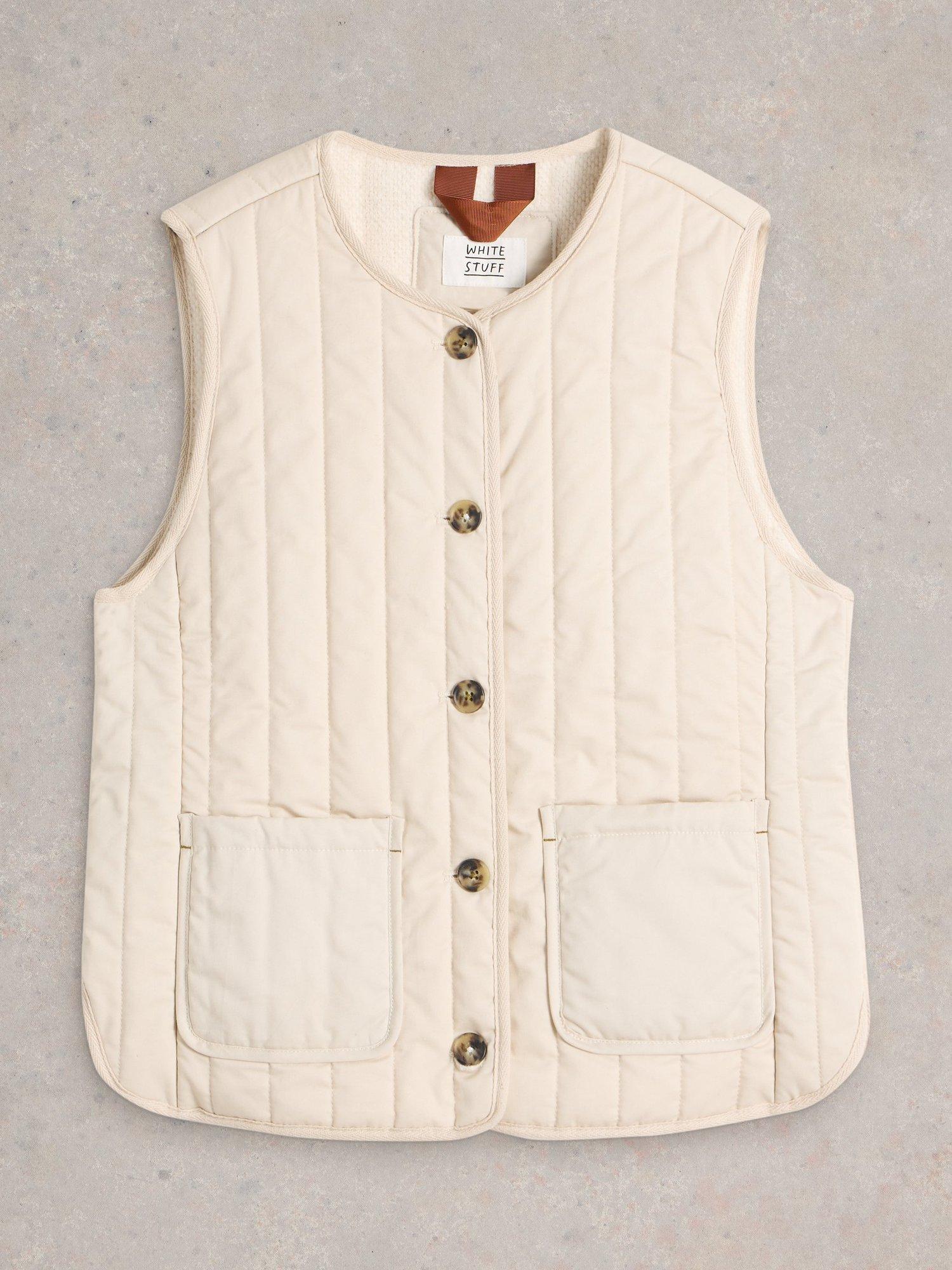 Product image 5 of 7, which shows White Stuff Emma Quilted Organic Cotton Gilet, White, 24