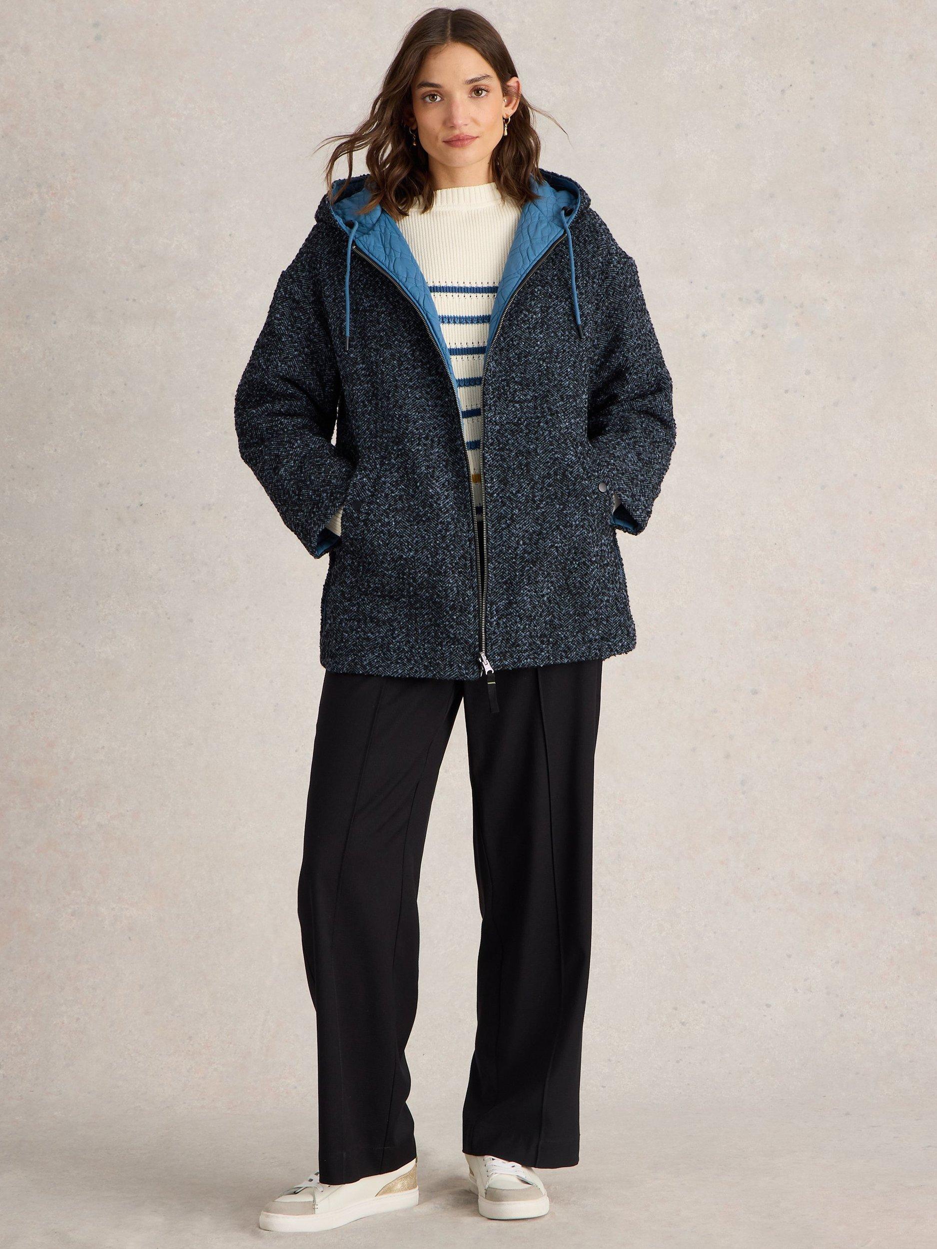 Product image 1 of 7, which shows White Stuff Mariella Reversible Quilted Coat, Blue/Multi, 6