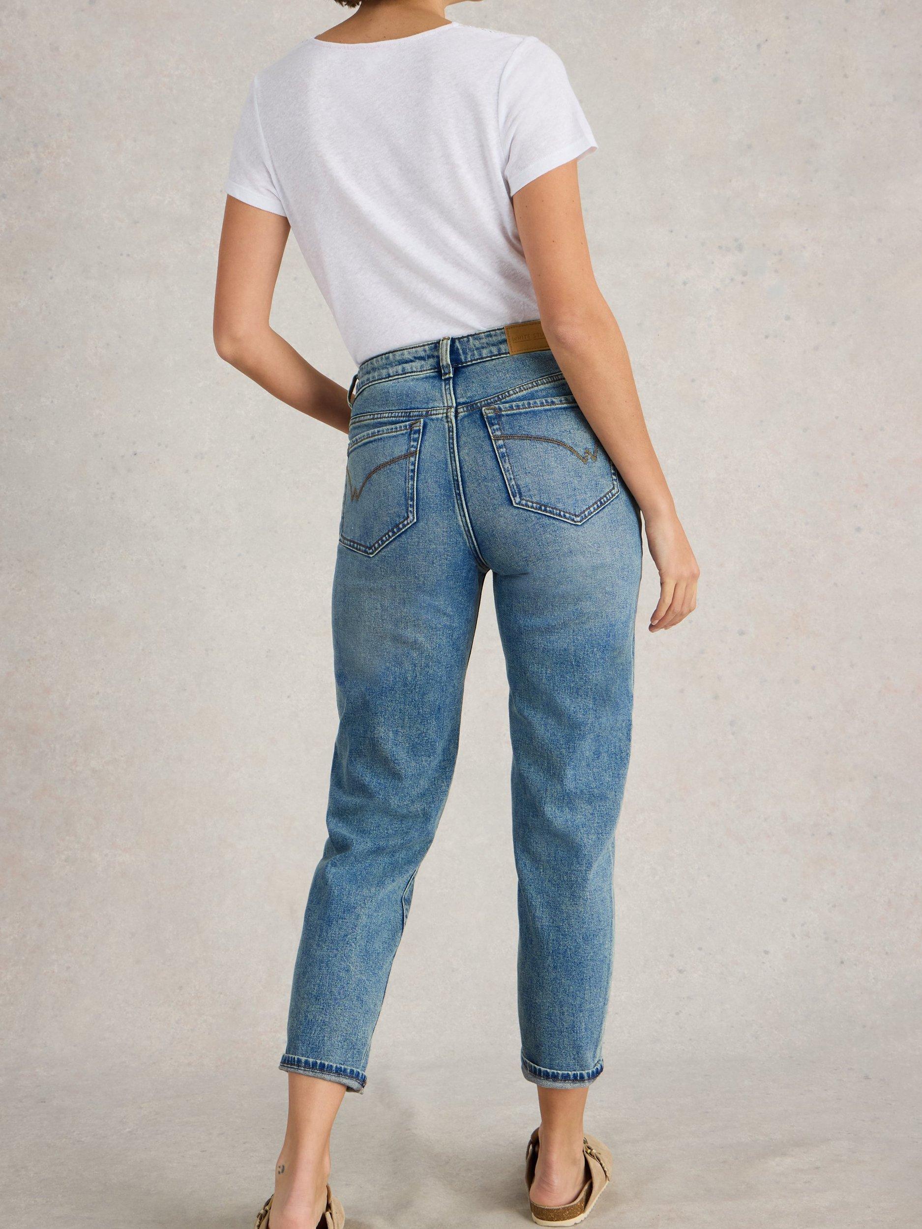 Product image 2 of 6, which shows White Stuff Tilly Organic Cotton Blend Relaxed Fit Jeans, Mid Blue, 6S