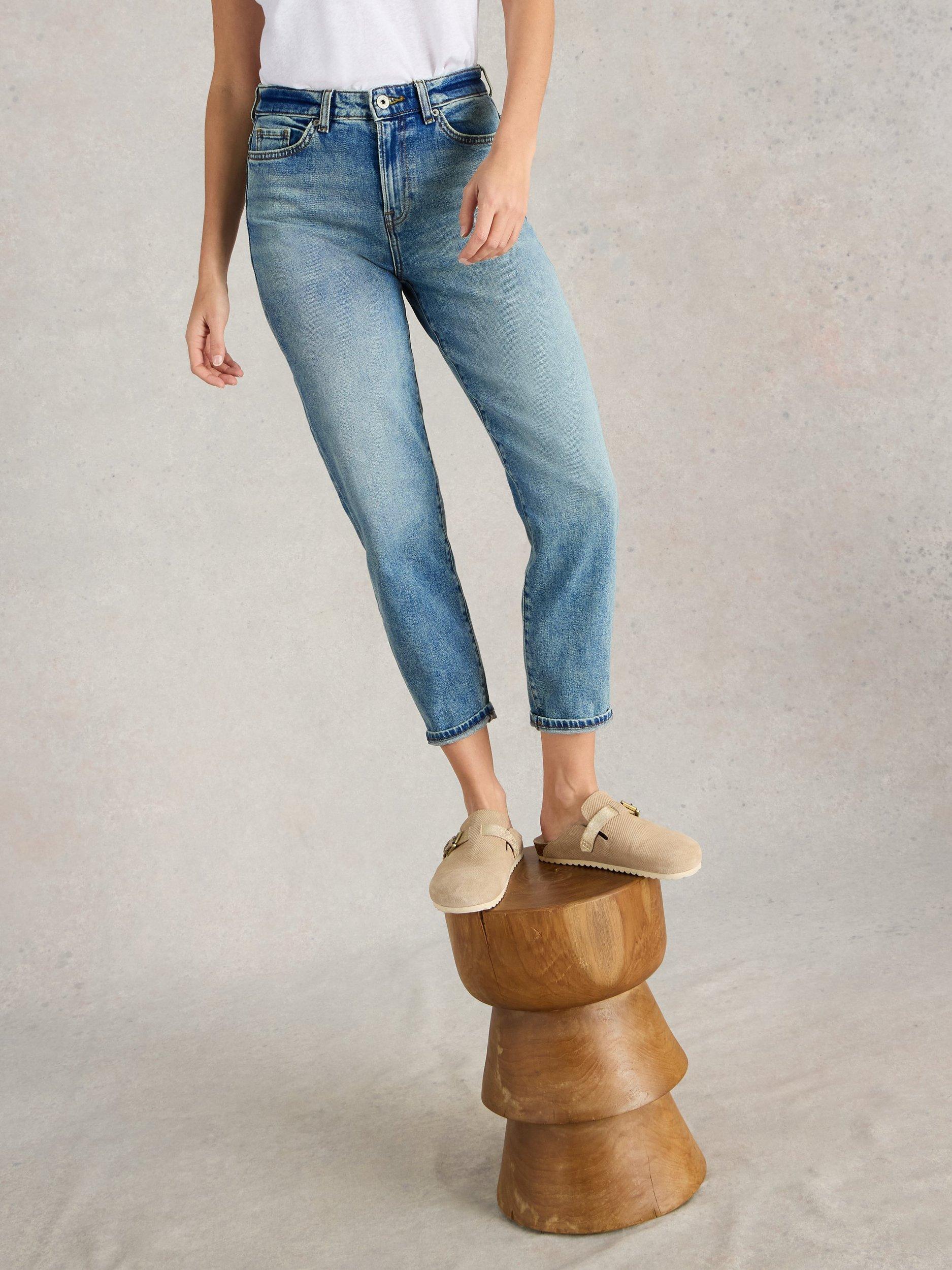 Product image 4 of 6, which shows White Stuff Tilly Organic Cotton Blend Relaxed Fit Jeans, Mid Blue, 6S