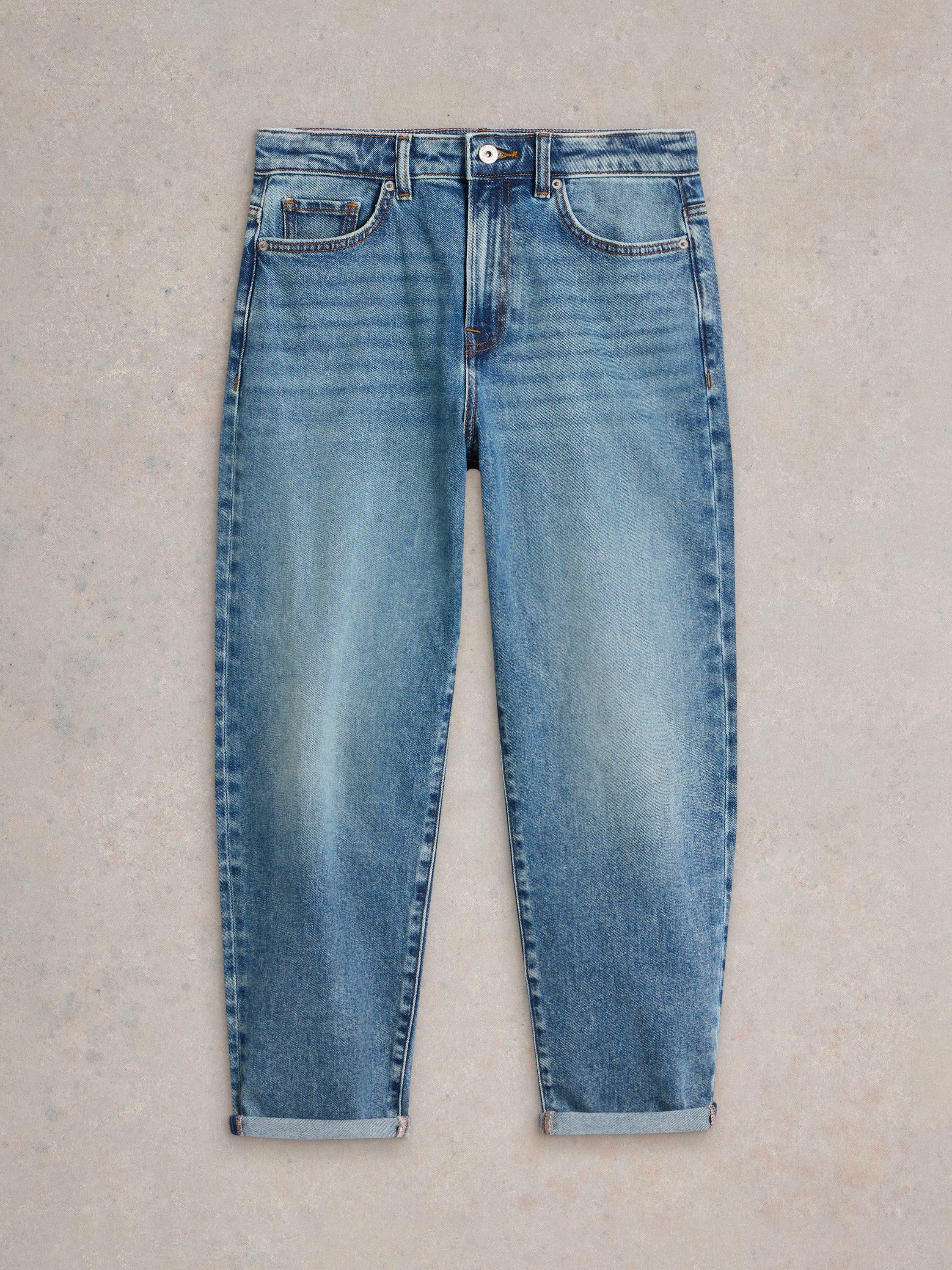 Product image 5 of 6, which shows White Stuff Tilly Organic Cotton Blend Relaxed Fit Jeans, Mid Blue, 6S
