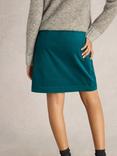 White Stuff Coral Organic Cotton Rich Velvet Skirt, Bright Teal