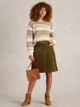 White Stuff Melody Cotton Corduroy Skirt, Khaki