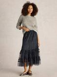 White Stuff Nova Tulle Sparkle Skirt, Navy/Multi