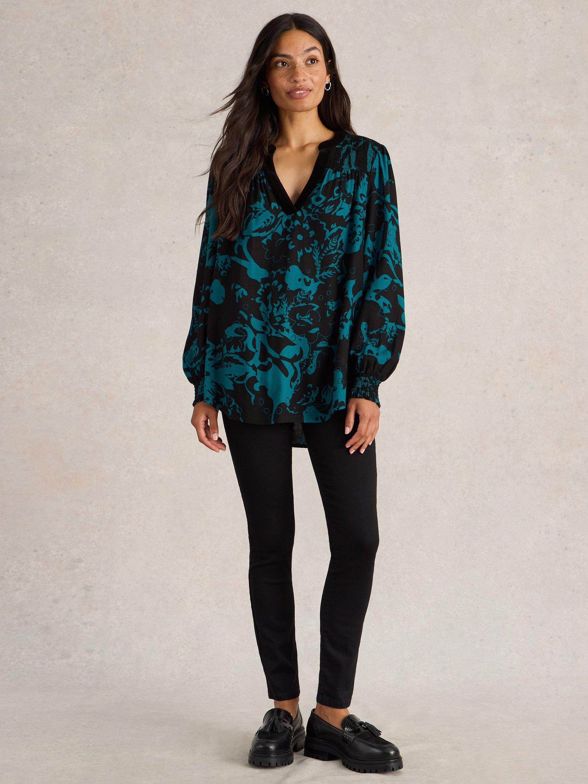 White Stuff Bay Top Teal Black