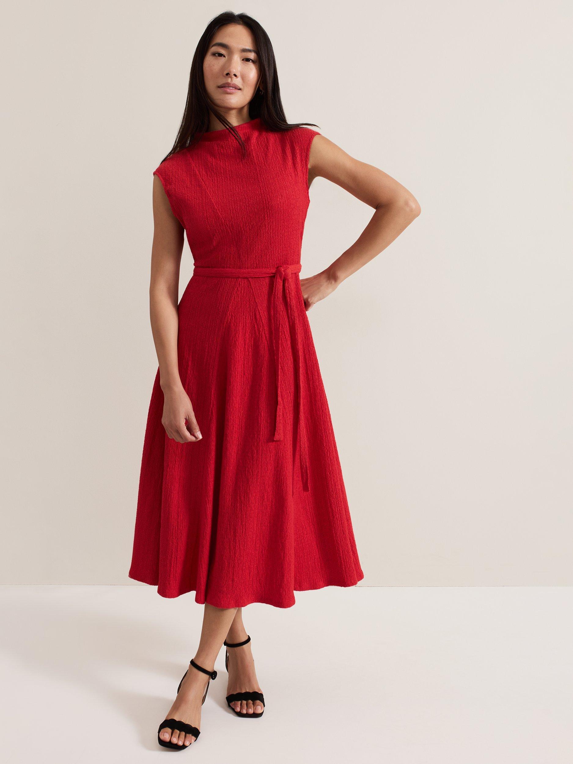 Product image 1 of 9, which shows Phase Eight Ofelia Sleeveless Dress, Red, 18