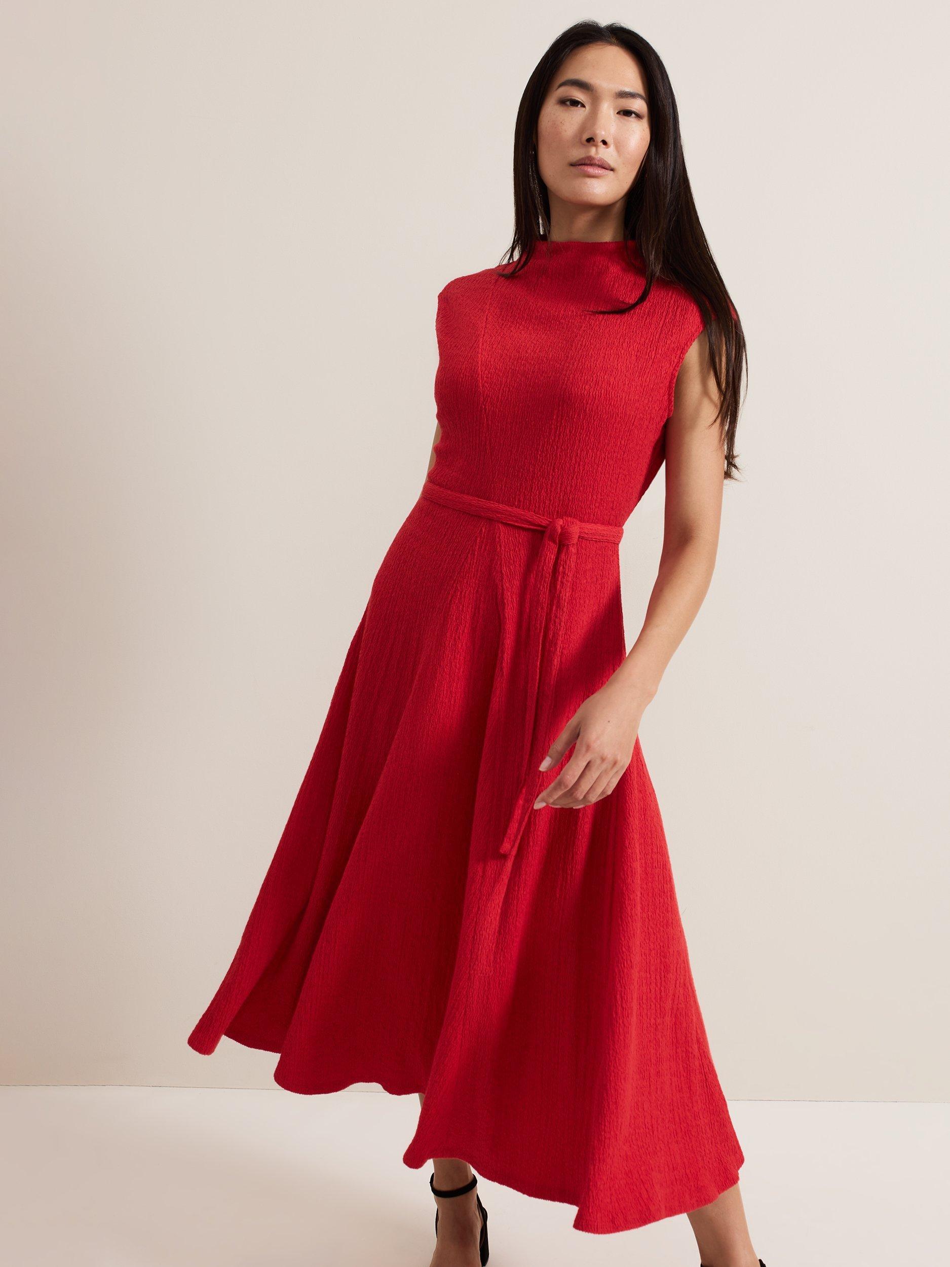 Product image 3 of 9, which shows Phase Eight Ofelia Sleeveless Dress, Red, 18