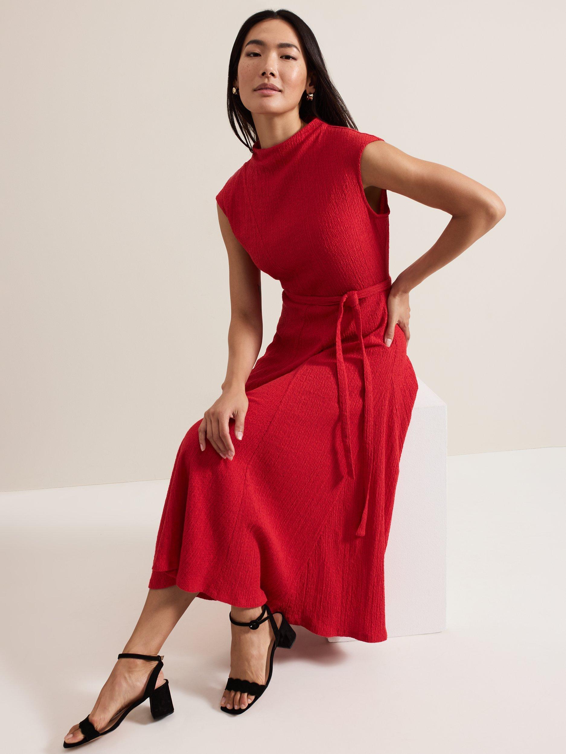 Product image 8 of 9, which shows Phase Eight Ofelia Sleeveless Dress, Red, 18