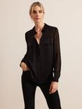 Phase Eight Inessa Satin Mix Shirt, Black