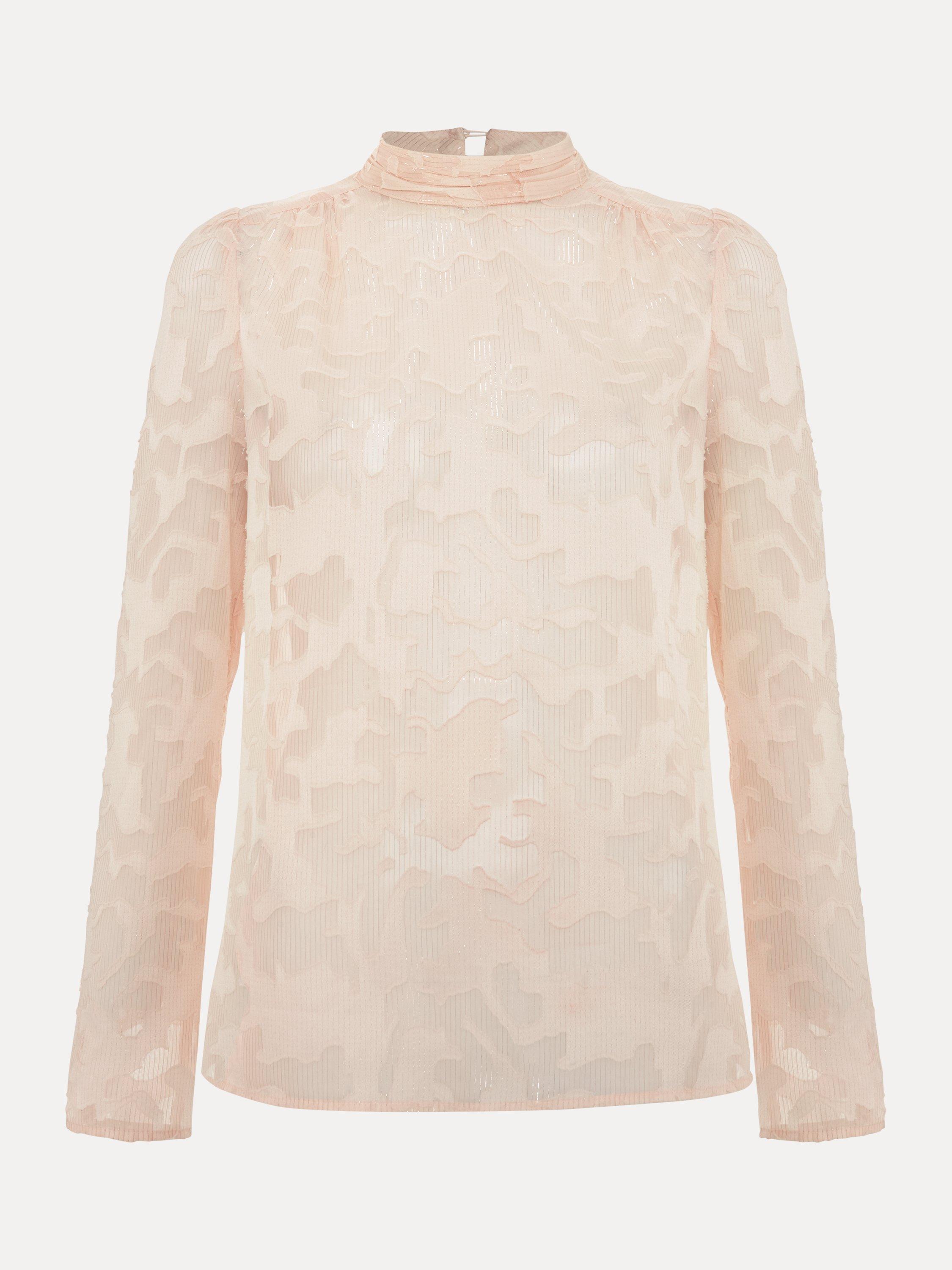 Product image 5 of 9, which shows Phase Eight Jacey Metallic Blouse, Oyster, 16