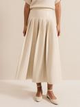 Phase Eight Susie Faux Leather Pleated Skirt, Cream