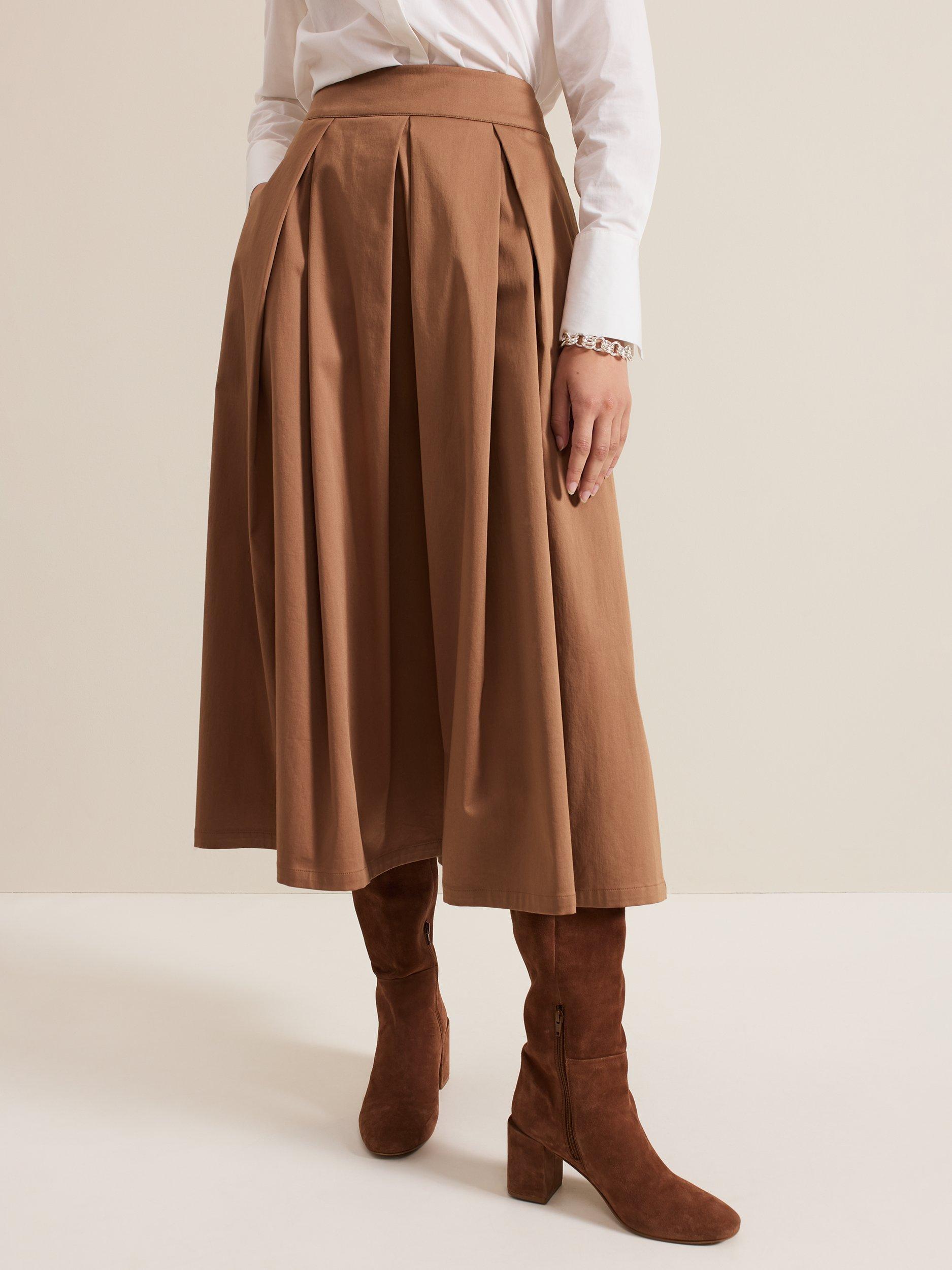 Phase Eight Trinity Pleated Skirt Brown