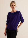 Phase Eight Cristine Fine Knit Batwing Jumper, Purple