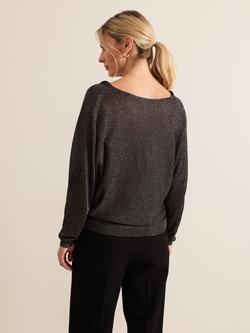 Phase Eight Malti Fine Knit Cowl Neck Top - view 2, Gunmetal