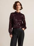 Phase Eight Hannah Sequin Top, Burgundy